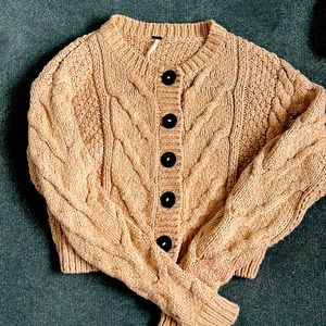 Free People Bonfire Cardi Sweater Pale Pink Size XS